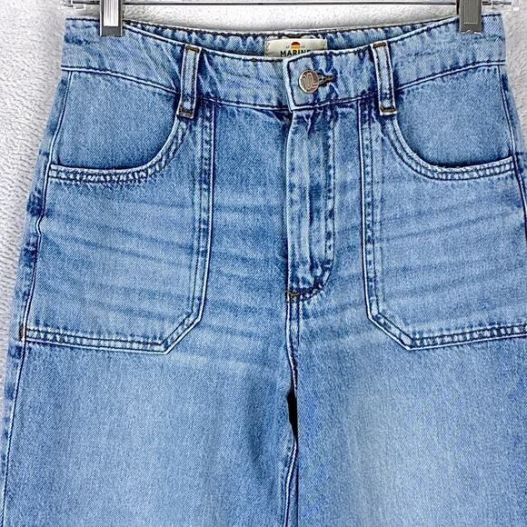 Marine Layer Flare Jeans Womens 2 Blue Bridget Preppy Classic Retro Coastal Boho - Picture 2 of 15